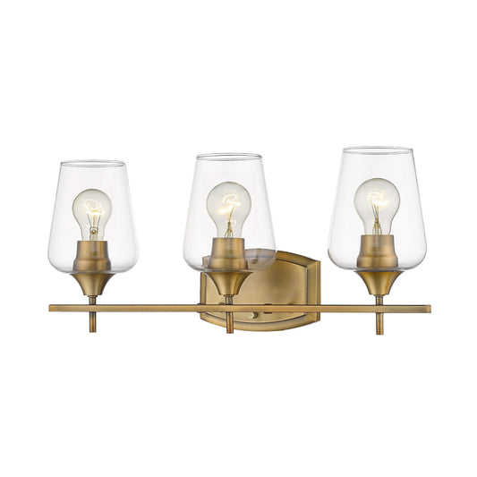 Z-Lite Joliet 22" 3-Light Olde Brass Vanity Light With Clear Glass Shade