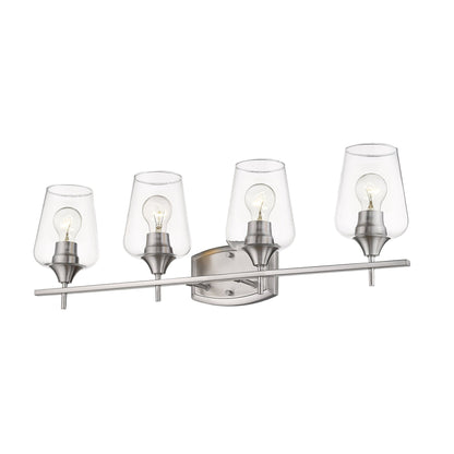 Z-Lite Joliet 30" 4-Light Brushed Nickel Vanity Light With Clear Glass Shade