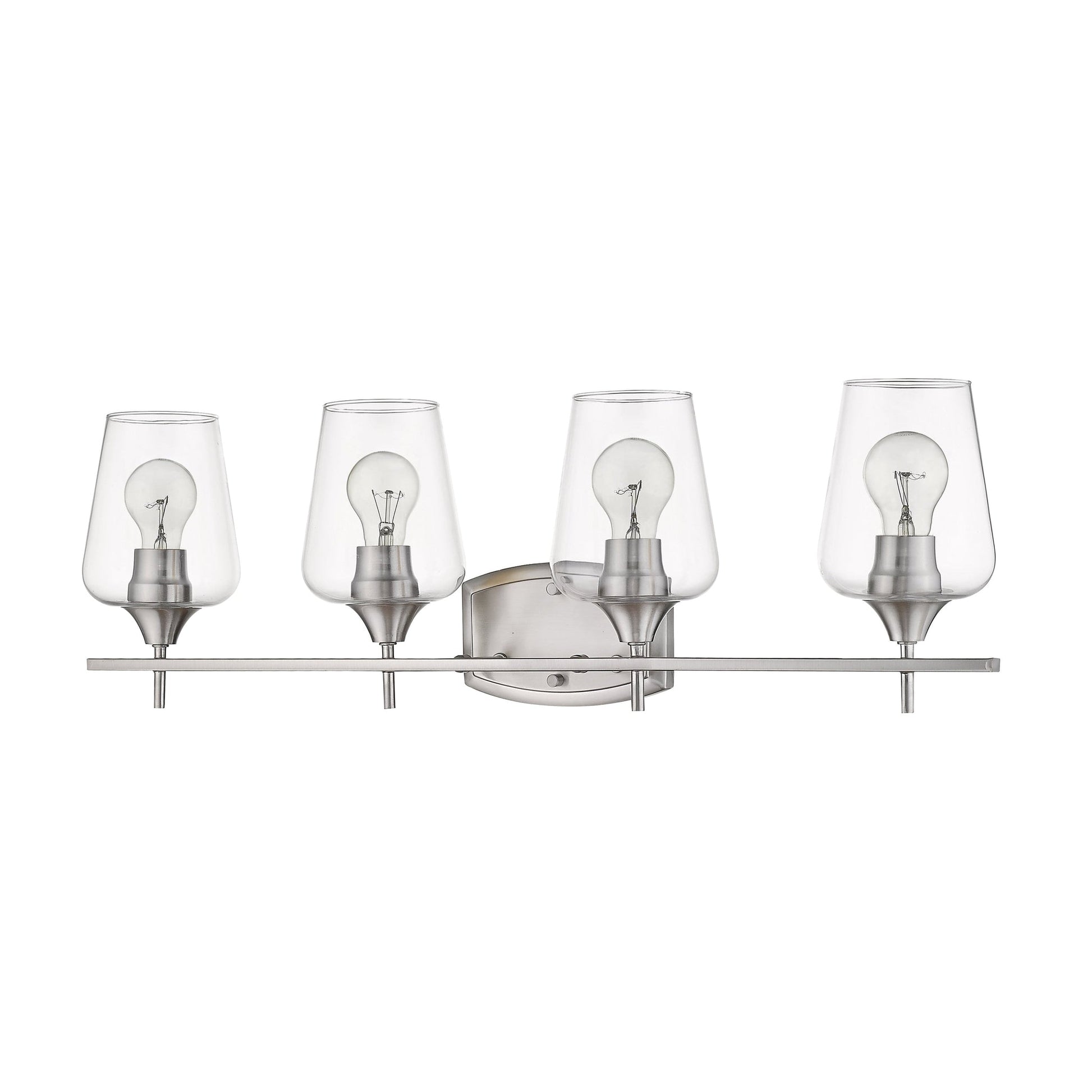 Z-Lite Joliet 30" 4-Light Brushed Nickel Vanity Light With Clear Glass Shade