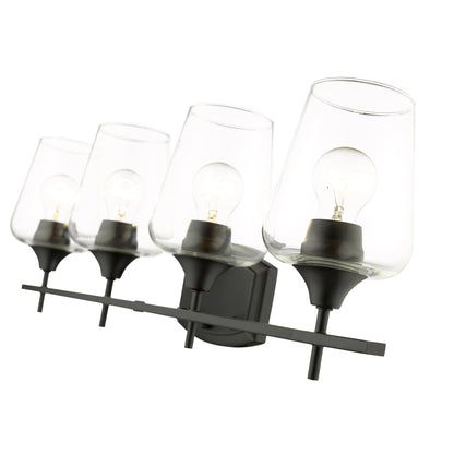 Z-Lite Joliet 30" 4-Light Matte Black Vanity Light With Clear Glass Shade