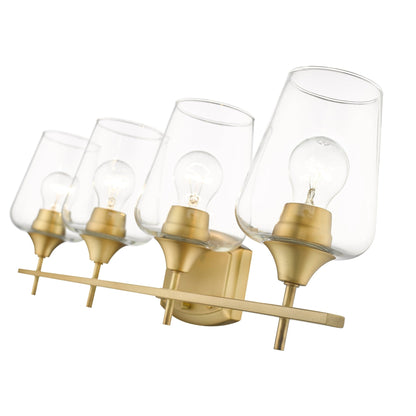 Z-Lite Joliet 30" 4-Light Olde Brass Vanity Light With Clear Glass Shade
