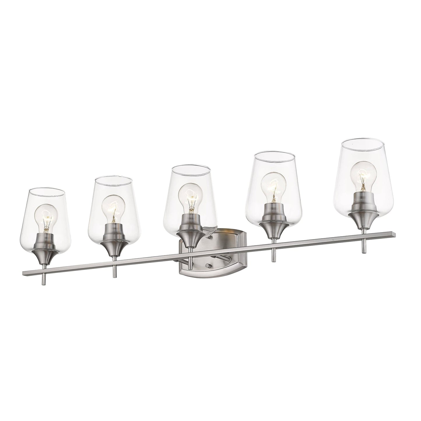Z-Lite Joliet 38" 5-Light Brushed Nickel Vanity Light With Clear Glass Shade