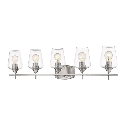 Z-Lite Joliet 38" 5-Light Brushed Nickel Vanity Light With Clear Glass Shade