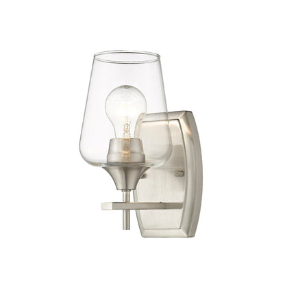 Z-Lite Joliet 5" 1-Light Brushed Nickel Wall Sconce With Clear Glass Shade