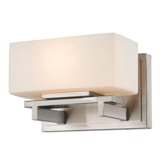 Z-Lite Kaleb 8" 1-Light Brushed Nickel Wall Sconce With Matte Opal Glass Shade