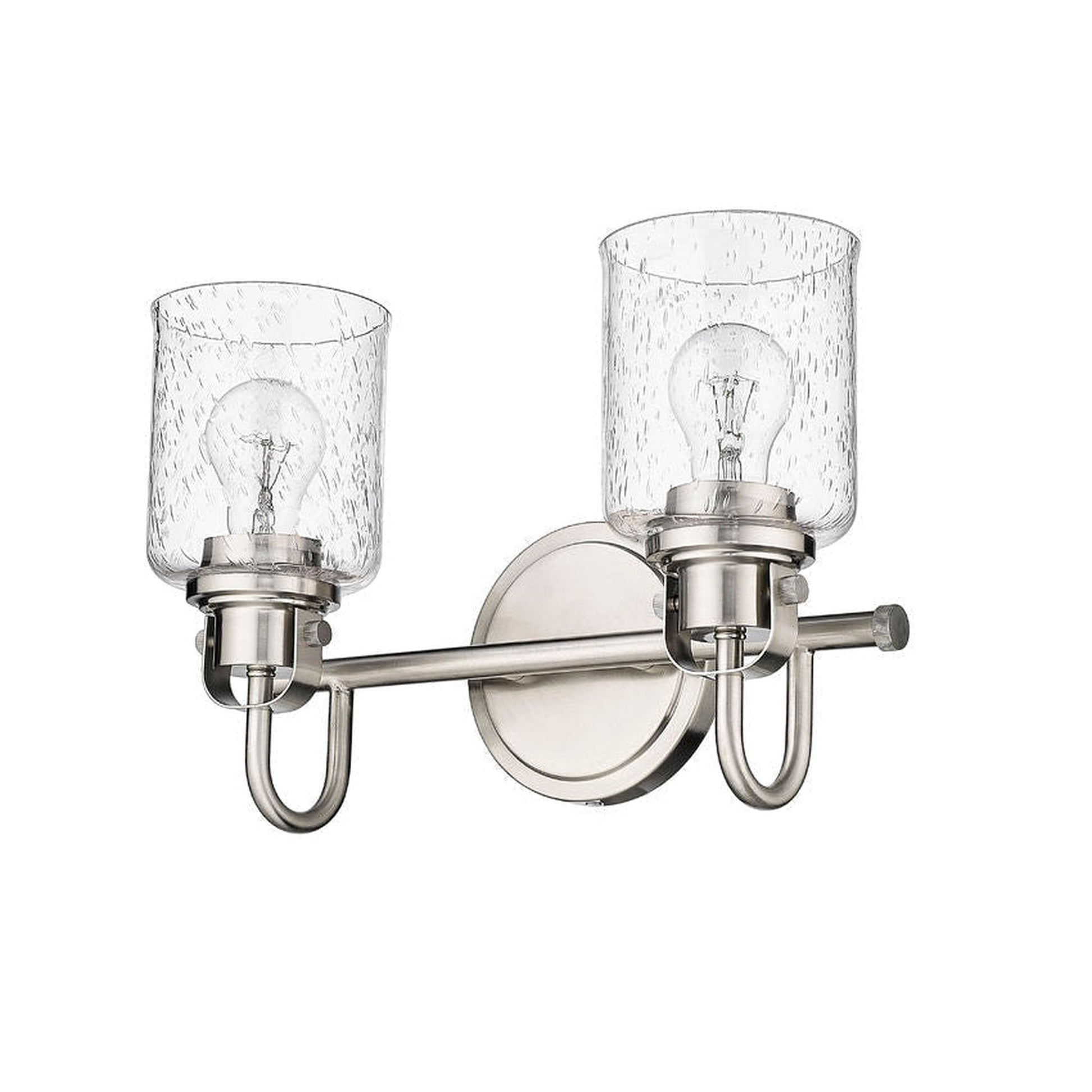 Z-Lite Kinsley 15" 2-Light Brushed Nickel Vanity Light With Clear Seeded Glass Shade
