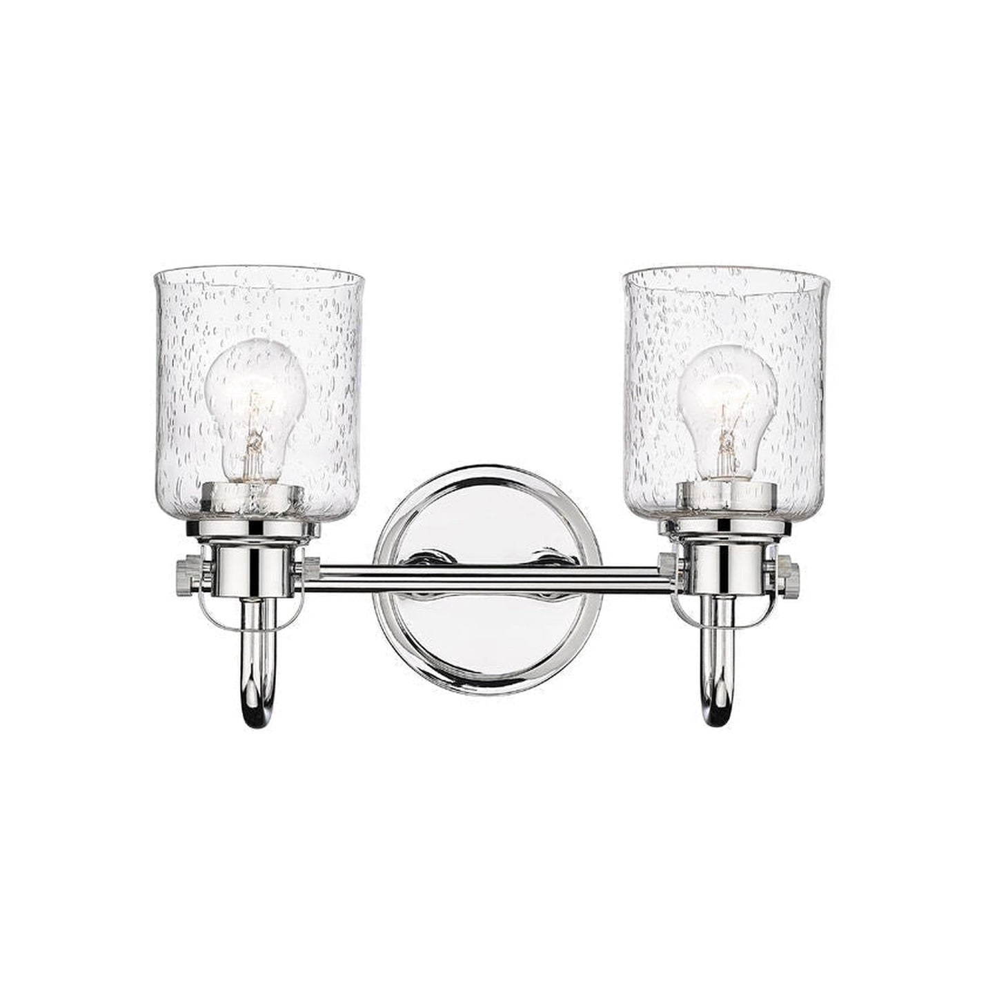 Z-Lite Kinsley 15" 2-Light Chrome Vanity Light With Clear Seeded Glass Shade