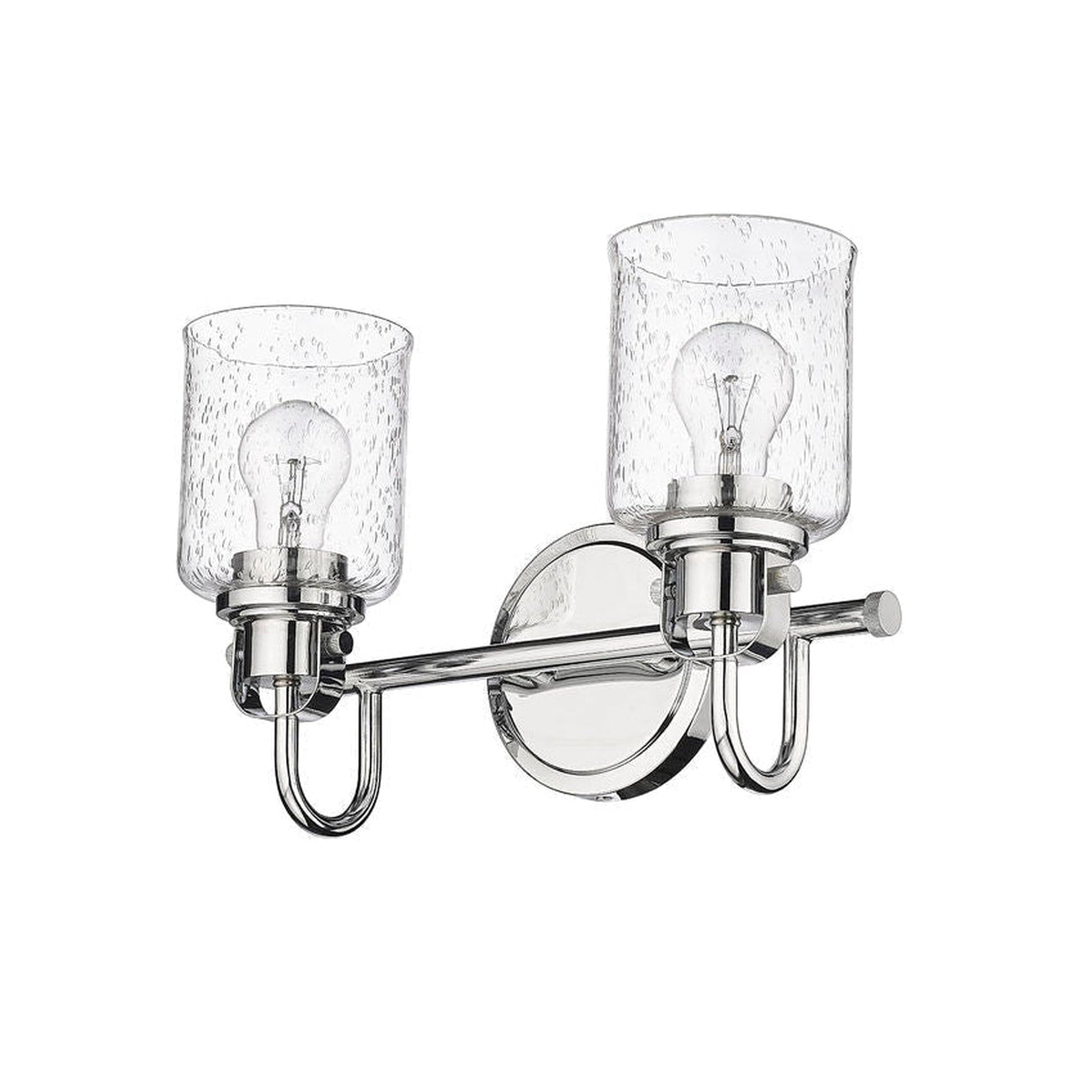 Z-Lite Kinsley 15" 2-Light Chrome Vanity Light With Clear Seeded Glass Shade
