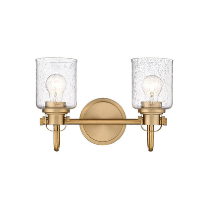 Z-Lite Kinsley 15" 2-Light Heirloom Gold Vanity Light With Clear Seeded Glass Shade