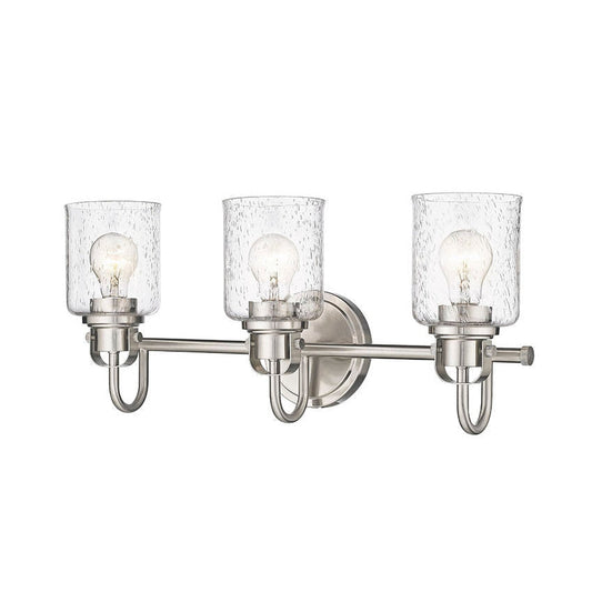 Z-Lite Kinsley 22" 3-Light Brushed Nickel Vanity Light With Clear Seeded Glass Shade