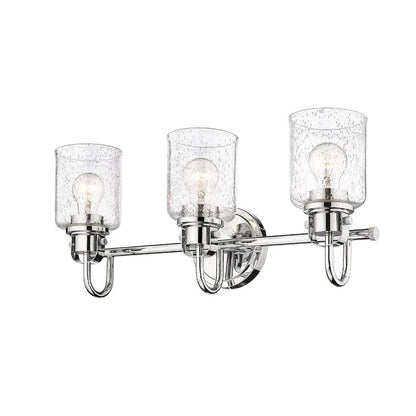Z-Lite Kinsley 22" 3-Light Chrome Vanity Light With Clear Seeded Glass Shade
