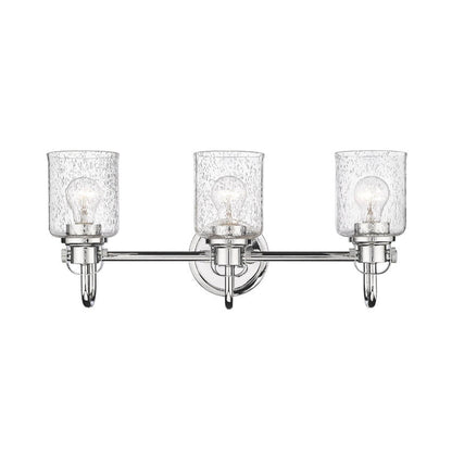 Z-Lite Kinsley 22" 3-Light Chrome Vanity Light With Clear Seeded Glass Shade