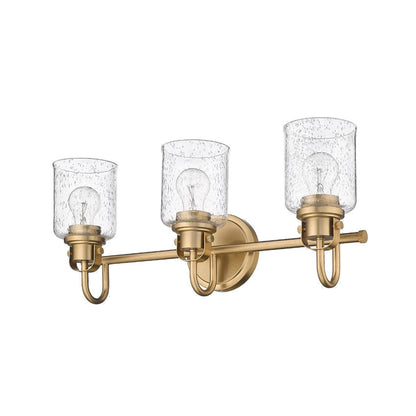 Z-Lite Kinsley 22" 3-Light Heirloom Gold Vanity Light With Clear Seeded Glass Shade