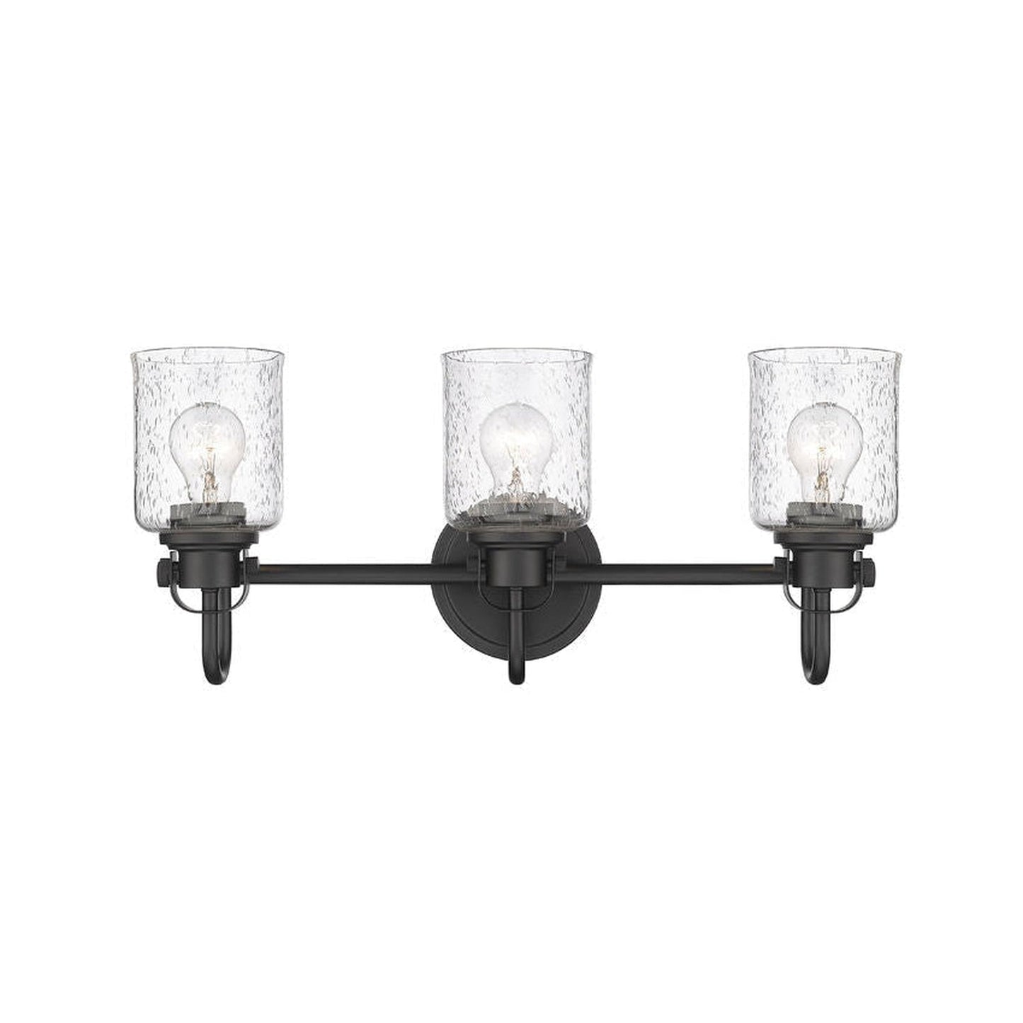Z-Lite Kinsley 22" 3-Light Matte Black Vanity Light With Clear Seeded Glass Shade