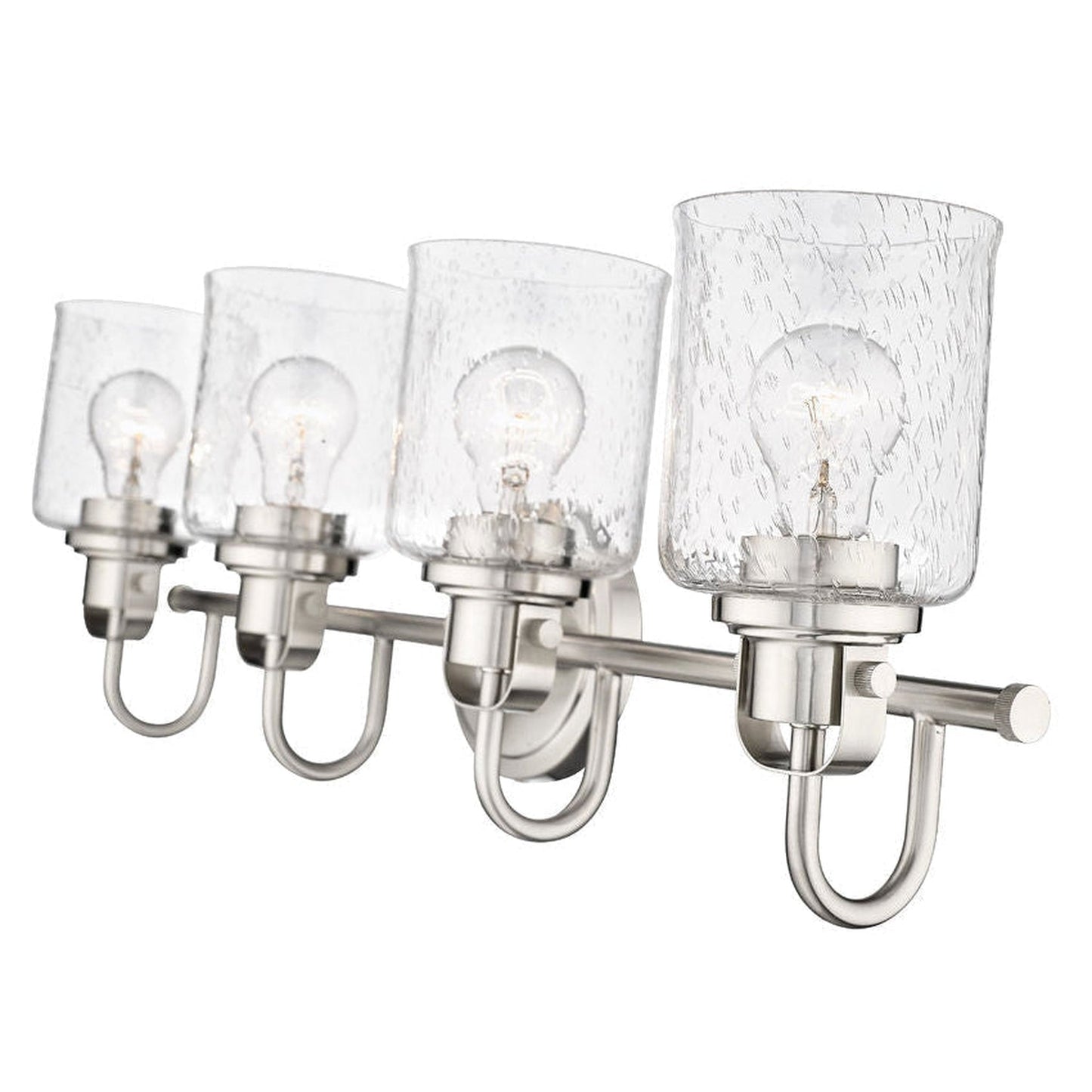 Z-Lite Kinsley 28" 4-Light Brushed Nickel Vanity Light With Clear Seeded Glass Shade