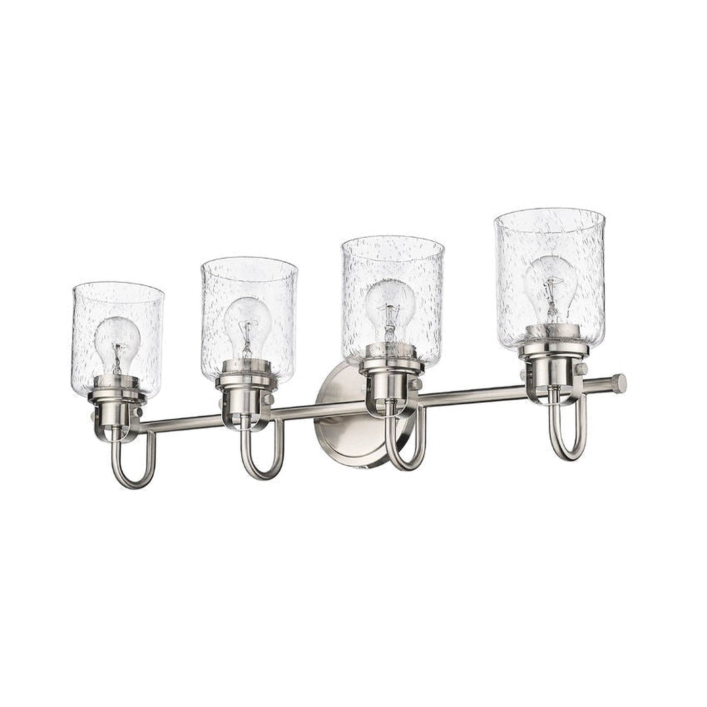 Z-Lite Kinsley 28" 4-Light Brushed Nickel Vanity Light With Clear Seeded Glass Shade