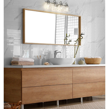 Z-Lite Kinsley 28" 4-Light Brushed Nickel Vanity Light With Clear Seeded Glass Shade