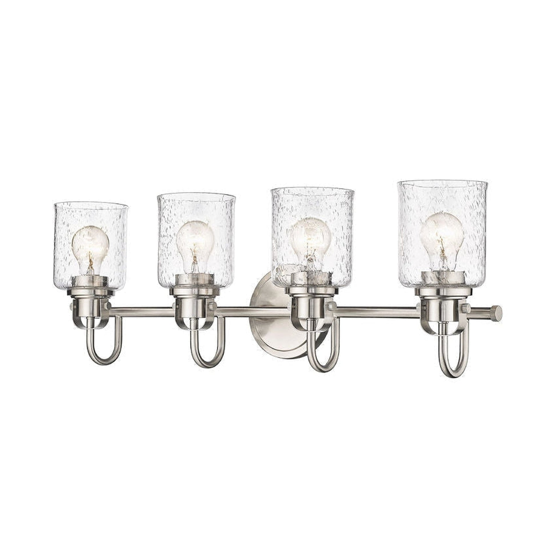 Z-Lite Kinsley 28" 4-Light Brushed Nickel Vanity Light With Clear Seeded Glass Shade