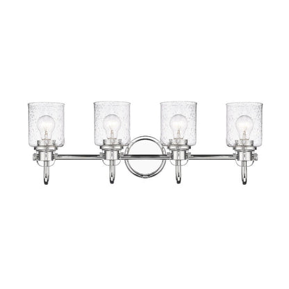 Z-Lite Kinsley 28" 4-Light Chrome Vanity Light With Clear Seeded Glass Shade