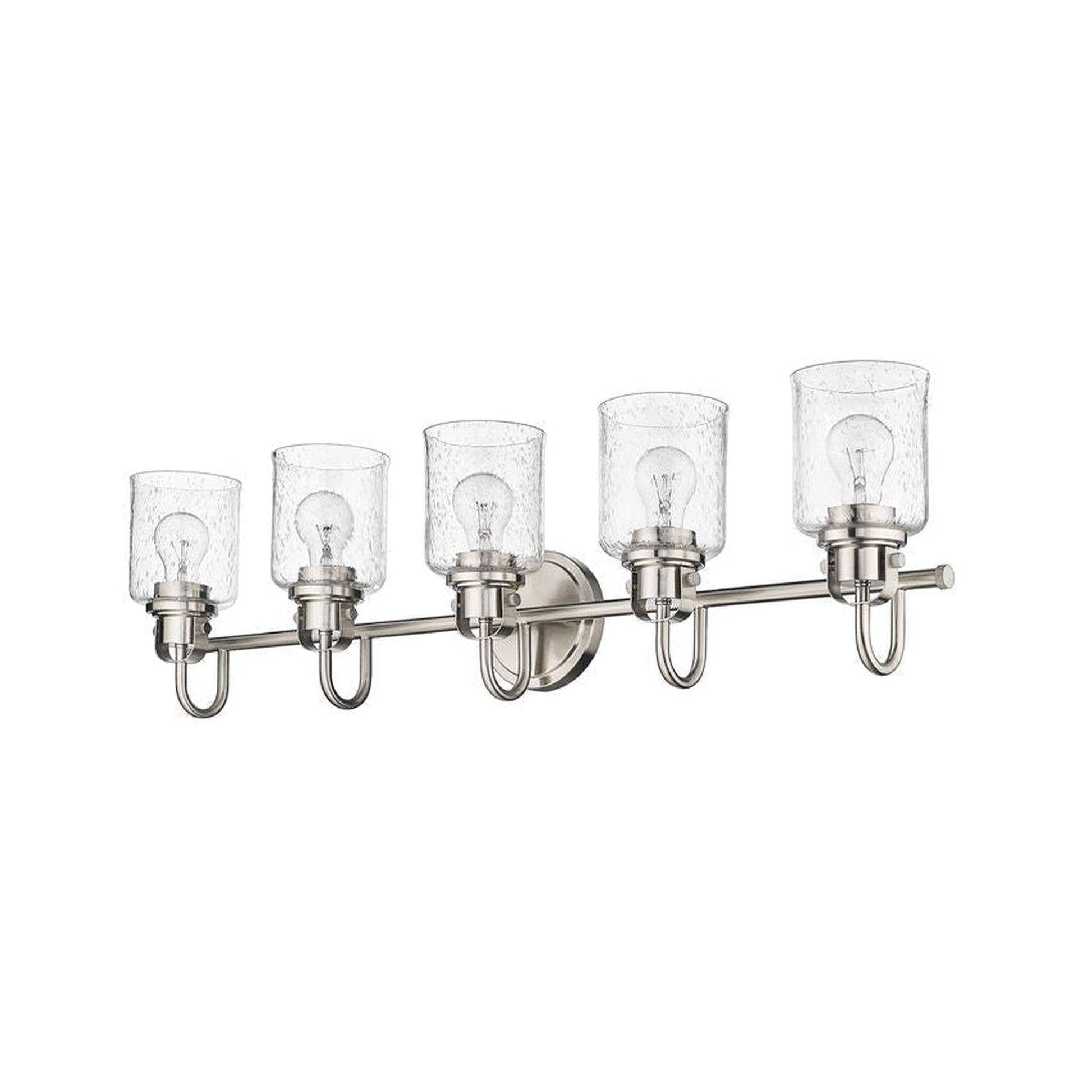 Z-Lite Kinsley 35" 5-Light Brushed Nickel Vanity Light With Clear Seeded Glass Shade