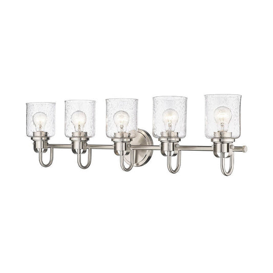 Z-Lite Kinsley 35" 5-Light Brushed Nickel Vanity Light With Clear Seeded Glass Shade
