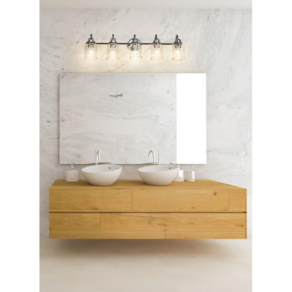 Z-Lite Kinsley 35" 5-Light Chrome Vanity Light With Clear Seeded Glass Shade