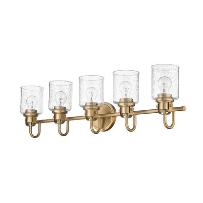 Z-Lite Kinsley 35" 5-Light Heirloom Gold Vanity Light With Clear Seeded Glass Shade