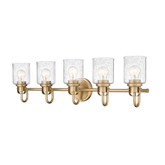 Z-Lite Kinsley 35" 5-Light Heirloom Gold Vanity Light With Clear Seeded Glass Shade