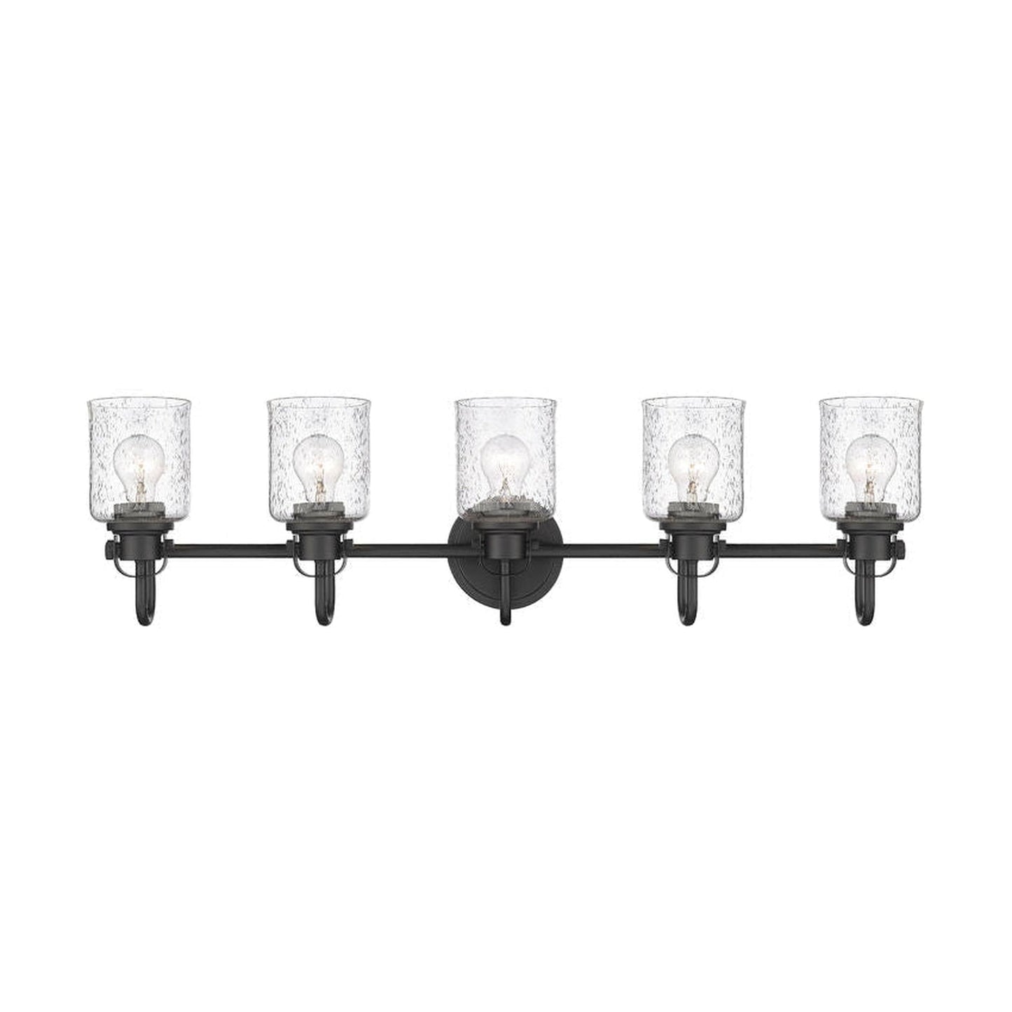 Z-Lite Kinsley 35" 5-Light Matte Black Vanity Light With Clear Seeded Glass Shade