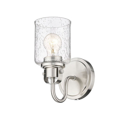 Z-Lite Kinsley 5" 1-Light Brushed Nickel Wall Sconce With Clear Seeded Glass Shade
