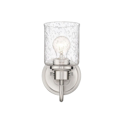 Z-Lite Kinsley 5" 1-Light Brushed Nickel Wall Sconce With Clear Seeded Glass Shade