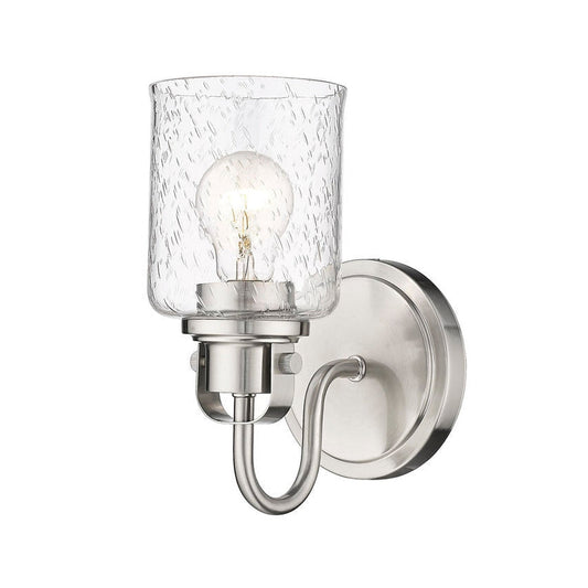 Z-Lite Kinsley 5" 1-Light Brushed Nickel Wall Sconce With Clear Seeded Glass Shade