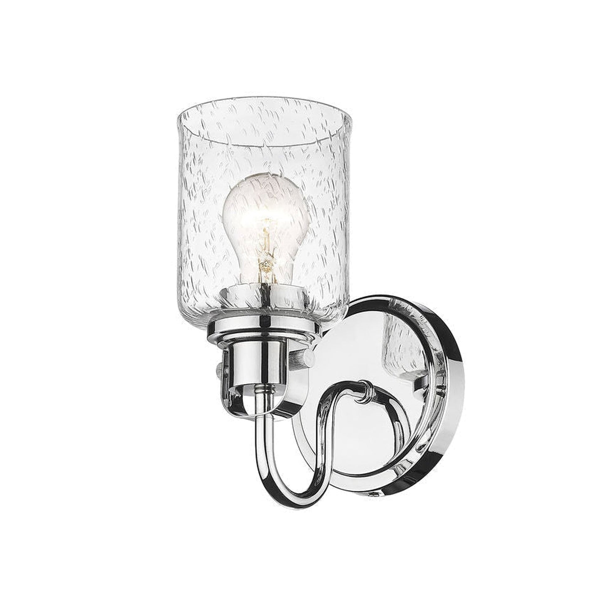 Z-Lite Kinsley 5" 1-Light Chrome Wall Sconce With Clear Seeded Glass Shade