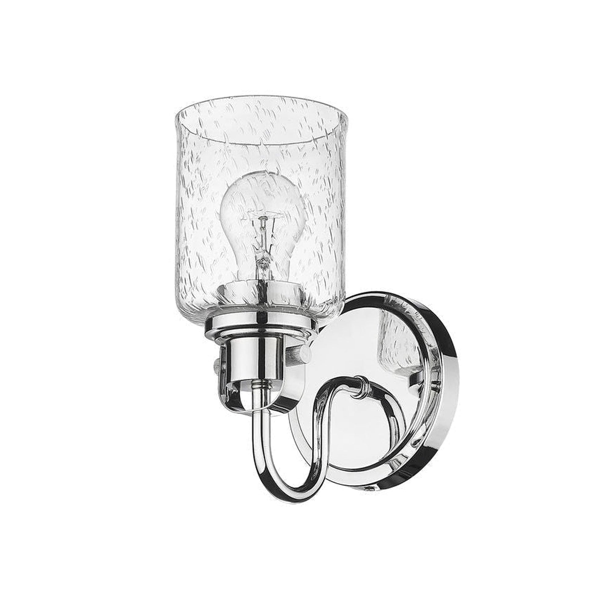 Z-Lite Kinsley 5" 1-Light Chrome Wall Sconce With Clear Seeded Glass Shade