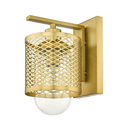 Z-Lite Kipton 6" 1-Light Rubbed Brass Wall Sconce With Clear Glass Shade