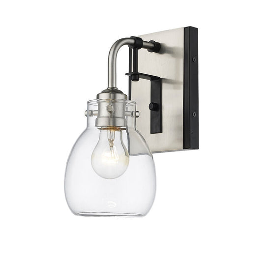 Z-Lite Kraken 5" 1-Light Matte Black and Brushed Nickel Wall Sconce With Clear Glass Shade