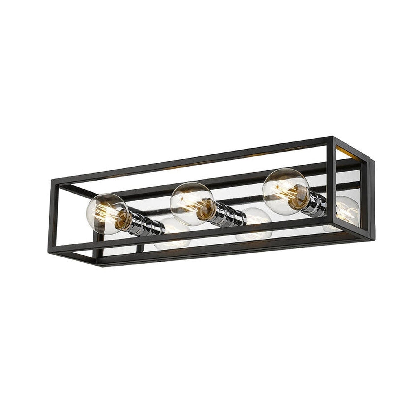 Z-Lite Kube 24" 3-Light Matte Black and Chrome Vanity Light