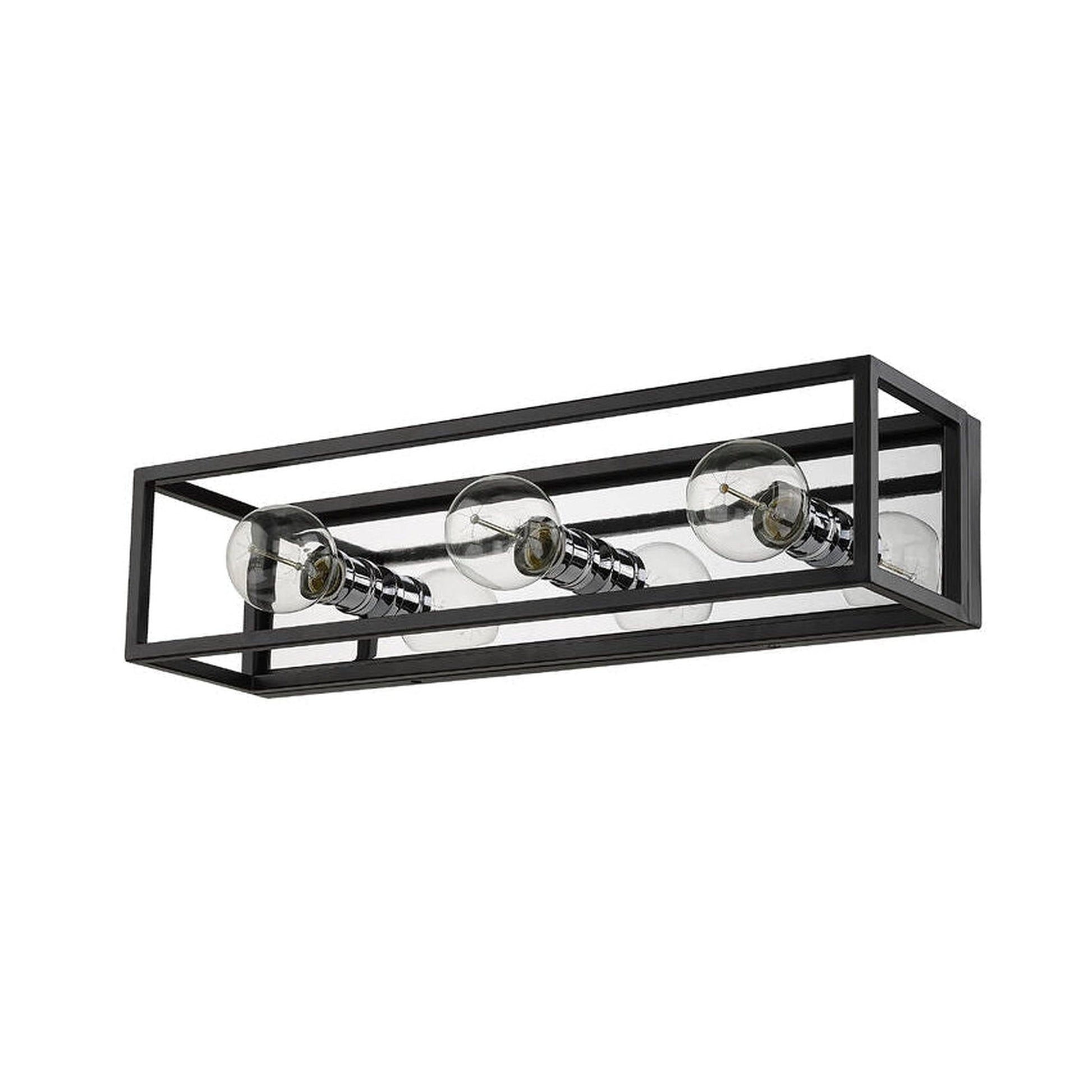 Z-Lite Kube 24" 3-Light Matte Black and Chrome Vanity Light