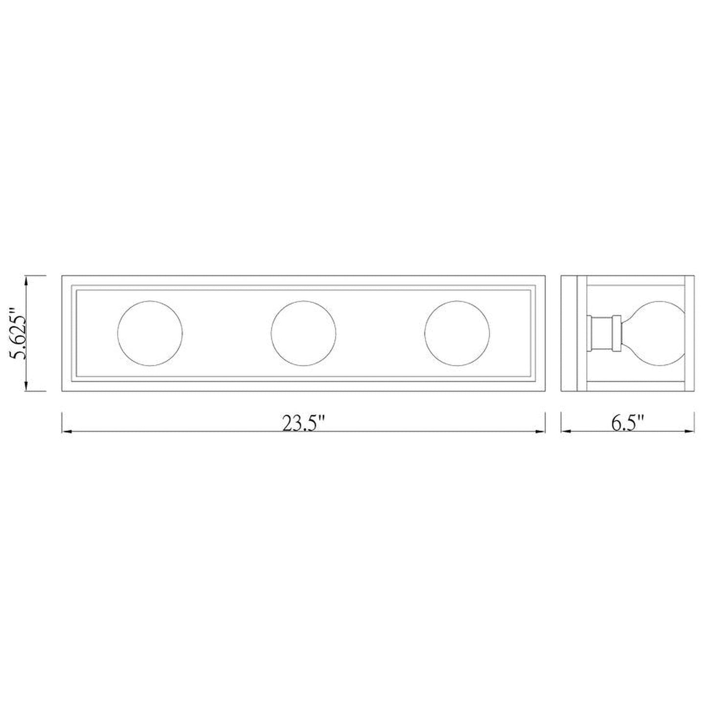 Z-Lite Kube 24" 3-Light Matte Black and Chrome Vanity Light