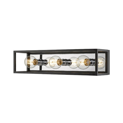 Z-Lite Kube 24" 3-Light Matte Black and Chrome Vanity Light