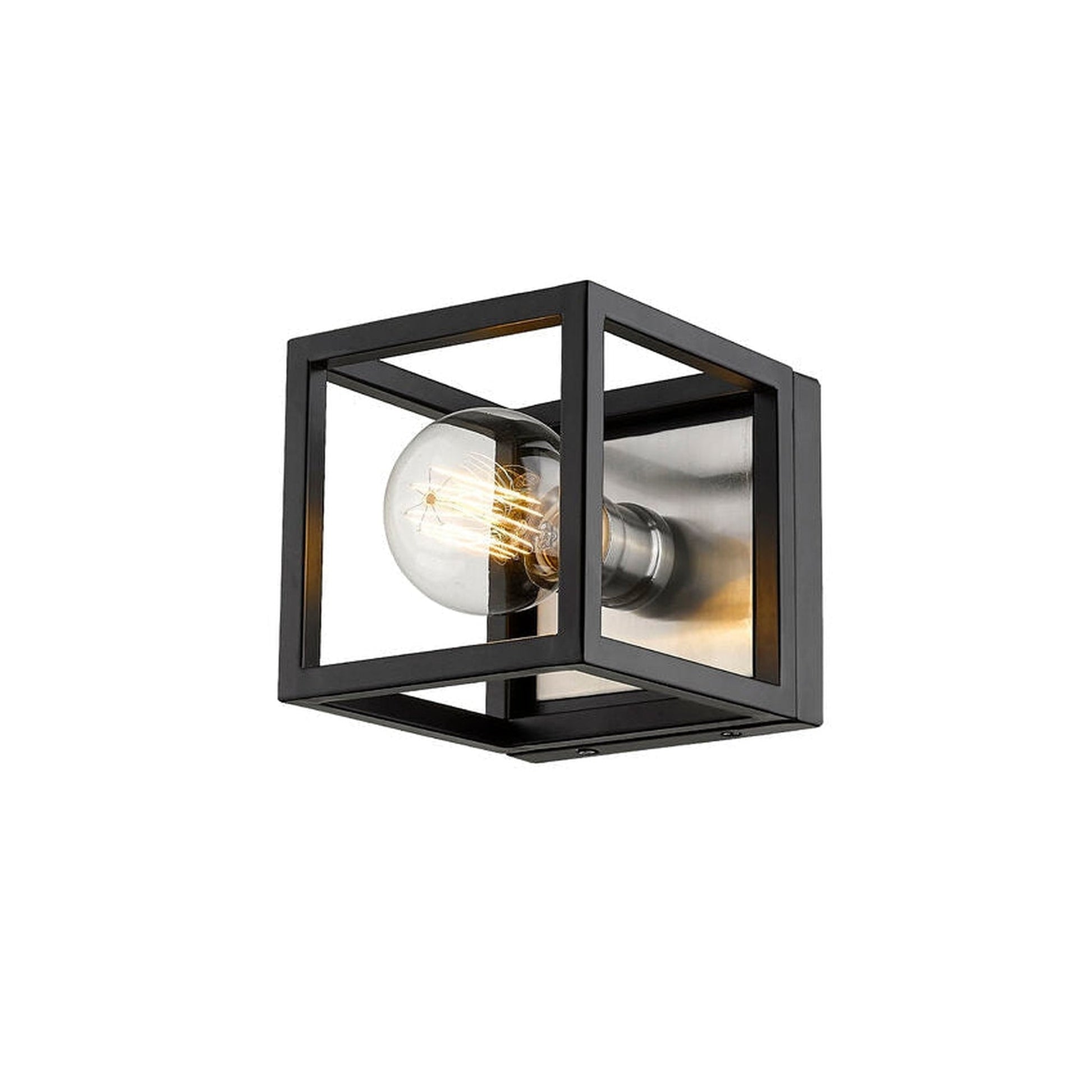 Z-Lite Kube 6" 1-Light Matte Black and Brushed Nickel Wall Sconce