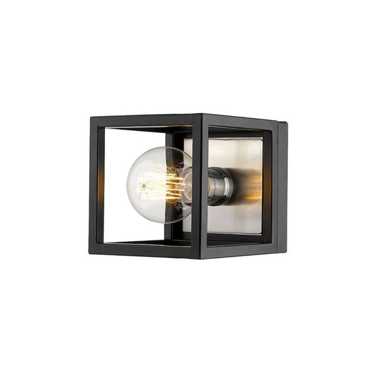 Z-Lite Kube 6" 1-Light Matte Black and Brushed Nickel Wall Sconce