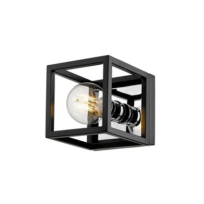 Z-Lite Kube 6" 1-Light Matte Black and Chrome Wall Sconce