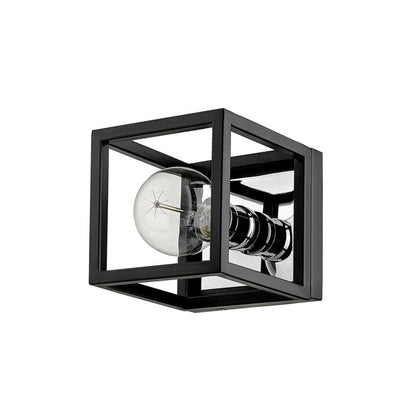 Z-Lite Kube 6" 1-Light Matte Black and Chrome Wall Sconce