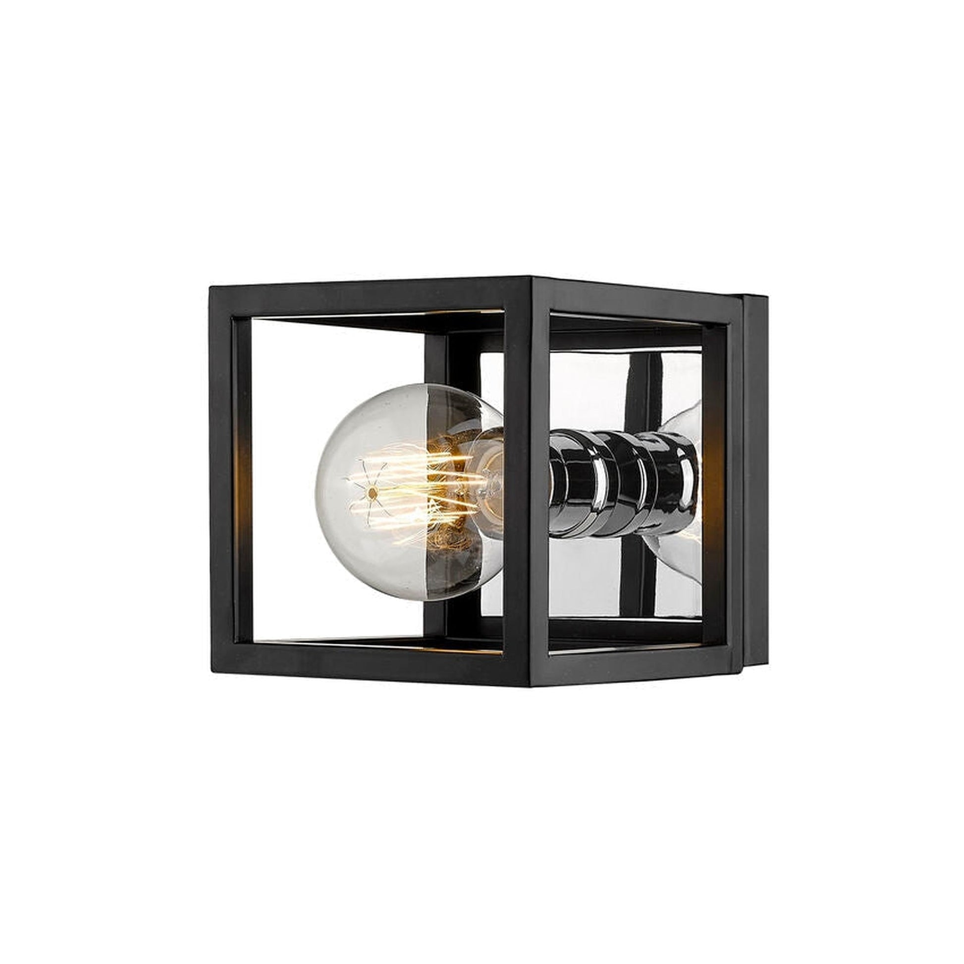 Z-Lite Kube 6" 1-Light Matte Black and Chrome Wall Sconce