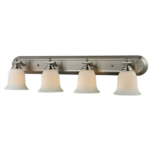 Z-Lite Lagoon 36" 4-Light Brushed Nickel Vanity Light With Matte Opal Glass Shade