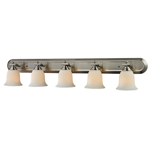 Z-Lite Lagoon 48" 5-Light Brushed Nickel Vanity Light With Matte Opal Glass Shade