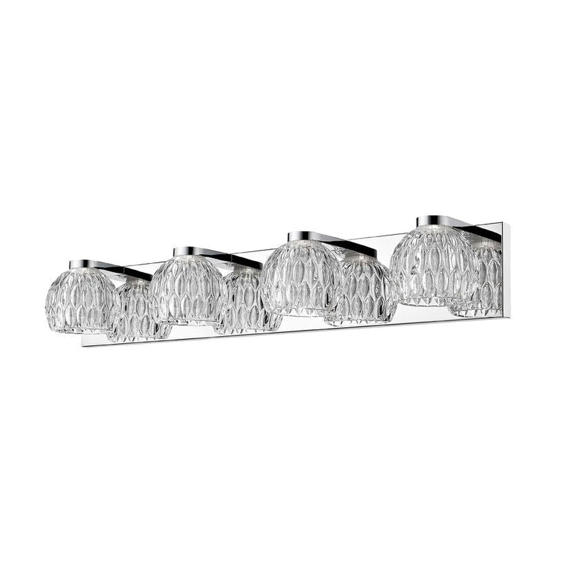 Z-Lite Laurentian 28" 4-Light LED Chrome Vanity Light With Clear Glass Shade