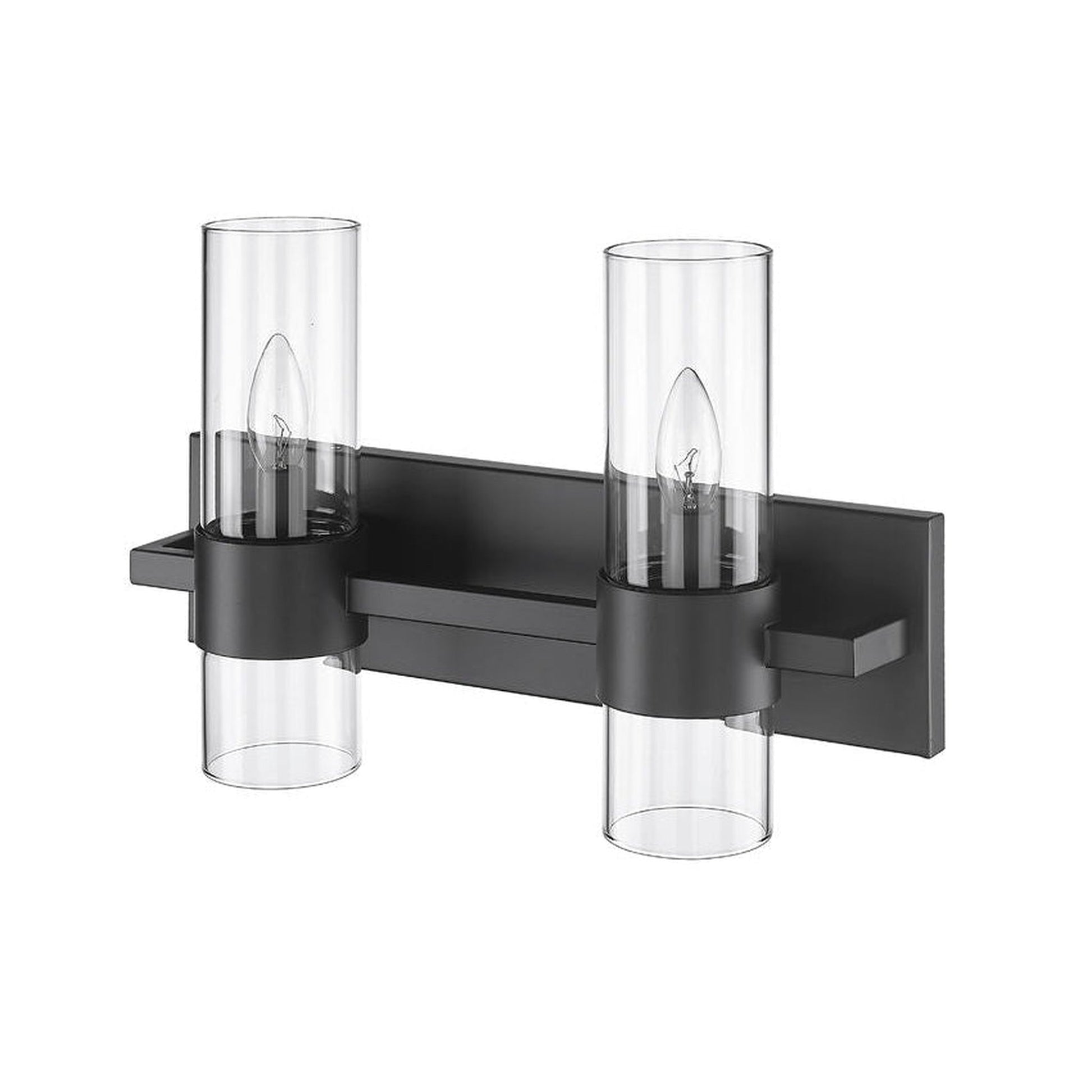 Z-Lite Lawson 17" 2-Light Matte Black Vanity Light With Clear Glass Shade