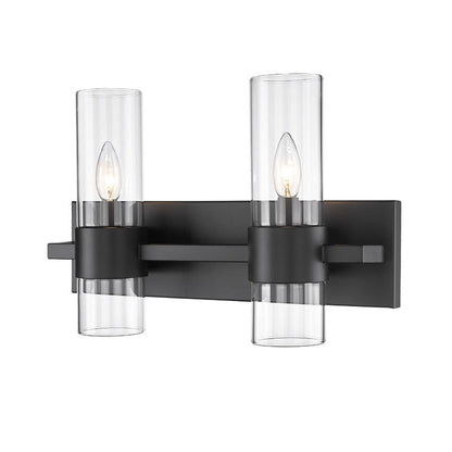 Z-Lite Lawson 17" 2-Light Matte Black Vanity Light With Clear Glass Shade